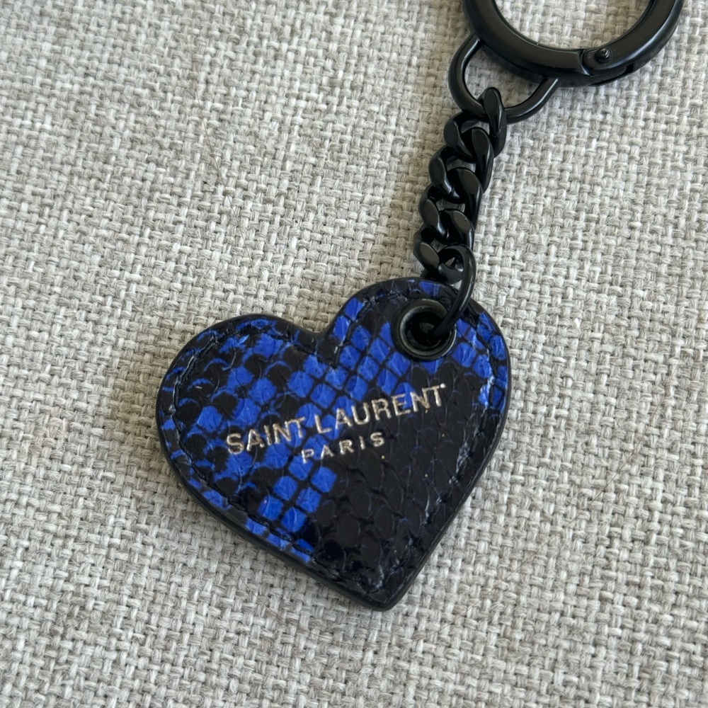 Yves Saint Laurent Black and Blue Heart Key Holder